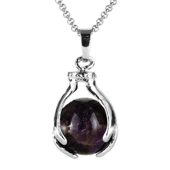 Pendentif Améthyste boule et main