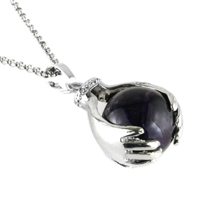 Pendentif Améthyste boule et main