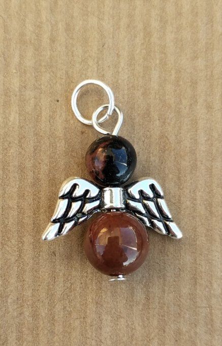 Pendentif ange Obsidienne acajou