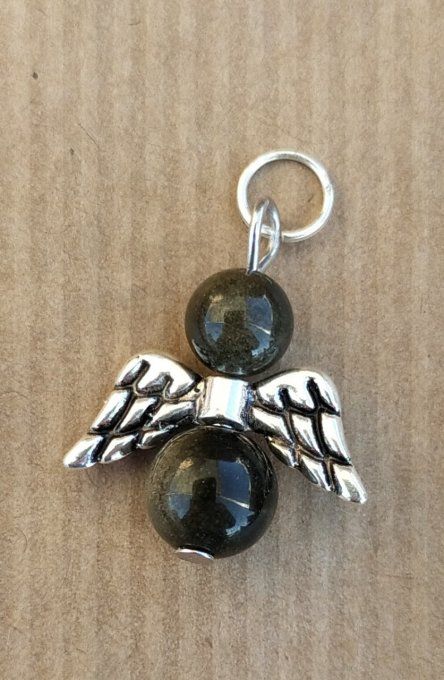 Pendentif ange Obsidienne dorée 