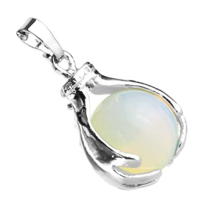 Pendentif Opaline boule et main