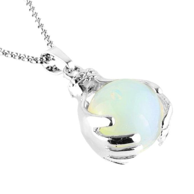 Pendentif Opaline boule et main