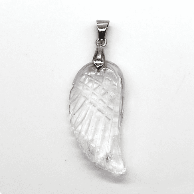 Pendentif Quartz / cristal de roche aile d'ange